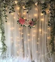 7 Best Ganpati Decoration Ideas At Home 2022 Engagement Party Decorations Diy, Tulle Backdrop, Curtain Backdrop, Ganpati Decoration At Home, Curtain Backdrops, Flower Curtain, Engagement Party Decorations, Christmas Photography, Designer Drapes