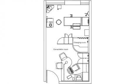 Examination room of a hospital plan Examination Room Hospital, Hospital Plans Architecture, Small Hospital Design Architecture, Hospital Layout, Cabin Design Plans, Hospital Plan, Hospital Floor Plan, Examination Room, Toilet Plan