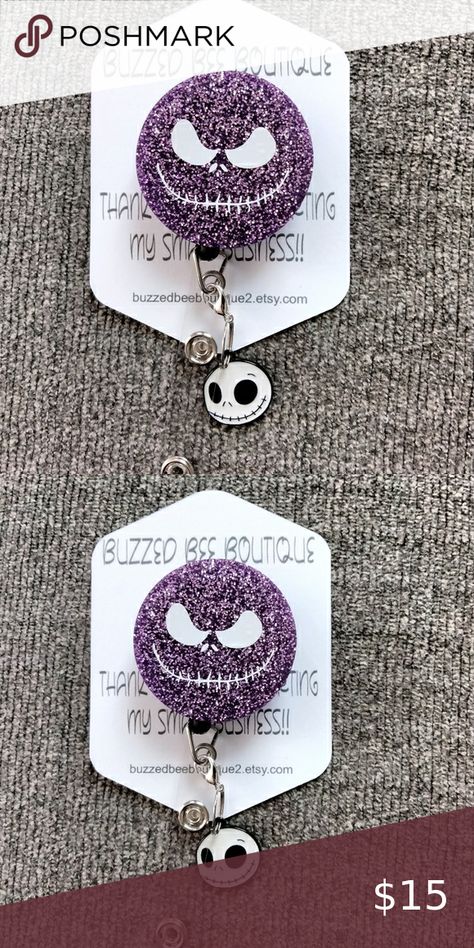 Nightmare before Christmas Jack Skellington Badge Reel ID Holder with charm Buzz Bee, Christmas Jack Skellington, Nightmare Before Christmas Jack, Id Holder, Jack Skellington, Nightmare Before, Handmade Accessories, Badge Reel, Nightmare Before Christmas