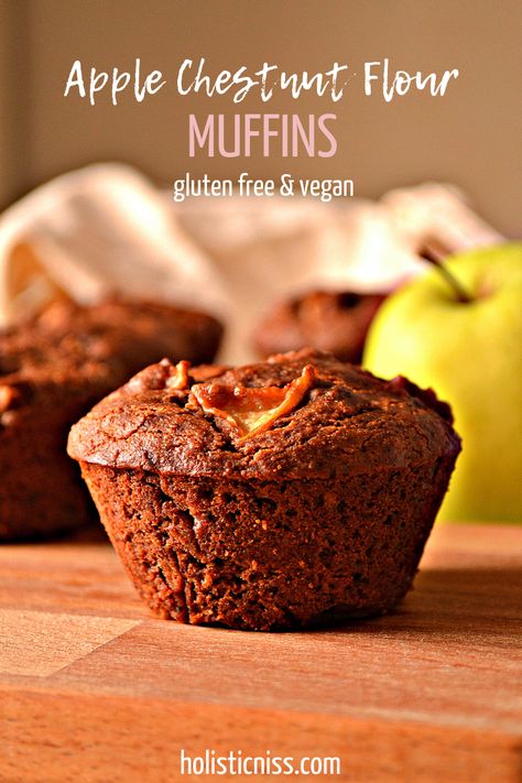 These #glutenfree and #vegan Apple Chestnut Flour Muffins are the embodiment of all things autumn, from the sweetness of crisp golden delicious apples to the maltiness of chestnut flour and the warmth of ground cinnamon all heightened with a touch of pure maple syrup. They're also #grainfree #paleo friendly and #refinedsugarfree Chestnut Muffins, Chestnut Flour, Chestnut Recipes, Canned Foods, Vegan Apple, Gluten Free Bakery, Low Carb Baking, Gluten Free Muffins, Gluten Free Recipes Easy