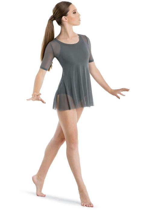 Gray Dance Costume, Ballet Activewear, Dance Essentials, Dance Competition Costumes, Camisole Leotard, Contemporary Costumes, Mesh Overlay Dress, Competition Costumes, Cotton Camisole