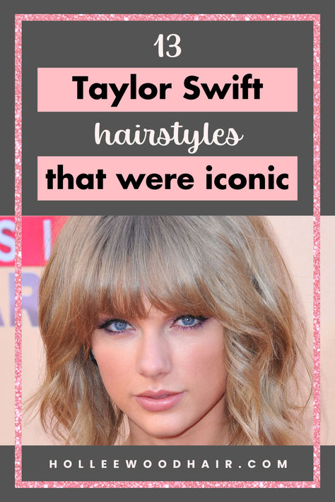 13 Taylor Swift hairstyles that were iconic Taylor Swift Hair 1989 Era, Taylor Swift Shaggy Bob, Hairstyle For Eras Tour, Taylor Swift Haircuts, Taylor Swift Bob Haircut, Taylor Swift Reputation Hair, Country Curls, Taylor Swift Hair Bangs, Ways To Style Curtain Bangs