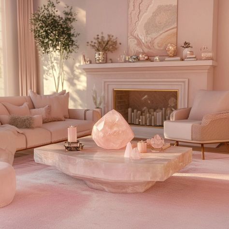 Would you stay in rose quartz house?🌸🔮 #crystals #rosequartz #rosequartzdecor Rose Quartz Counter, House Crystals, Calm Room, Quartz Counter, August 12, Quartz Rose, Silver Jewellery, Rose Quartz, Crystals