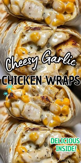 Cheesy Garlic Chicken Wraps Garlic Cheesy Chicken Wraps, Cheesy Garlic Wraps, Garlic Chicken Wrap Recipes, Easy Soft Food Dinner Ideas, Chicken Food Prep Ideas, Cheesy Chicken Garlic Wrap, Chicken Wrap Recipes Tortillas, Cheese Garlic Chicken Wraps, Chicken Wrap Sandwiches