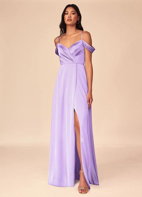 Azazie Ocean Stretch Satin Dress Bridesmaid Dresses | Azazie Azazie Wisteria, Satin Dress Bridesmaid, Sage Bridesmaid Dress, Wisteria Bridesmaid Dresses, Bridesmaid Dresses Dusty Sage, Stretch Satin Dress, Azazie Bridesmaid Dresses, Formal Outfits, Long Bridesmaid Dress