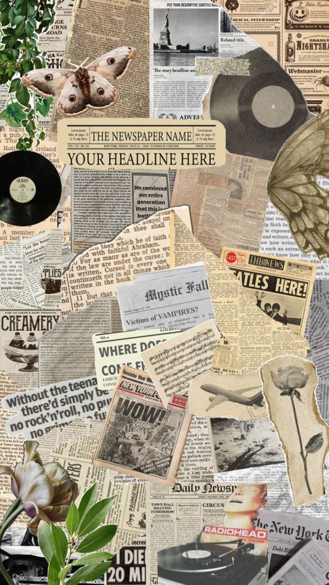 #newspaper #newspaperbackground #grunge #wallpaper #vinyl #cutouts Newspaper Wallpaper, Newspaper Names, Newspaper Collage, Newspaper Background, Grunge Wallpaper, Wallpaper Vinyl, Newspaper, Collage, Vinyl