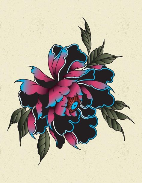 Evil Flower Tattoo, Japanese Peony Tattoo, Coverup Ideas, Evil Skull, Japanese Flower Tattoo, Chinese Flowers, Peony Tattoo, Zestaw Ikon, Tattoo Old School