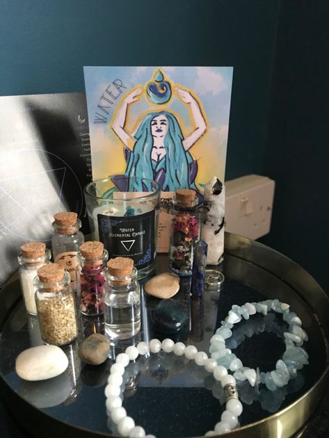 Water element altar Water Altar, Element Altar, Goddess Worship, Water Element, Worship, Water