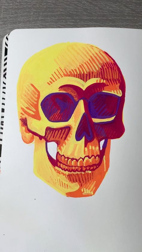 Drawing A Skull, Posca Pens, Sketchbook Tour, Art Process, Art Study, Skull Illustration, Skull Drawing, Scene Design, Sketchbook Art