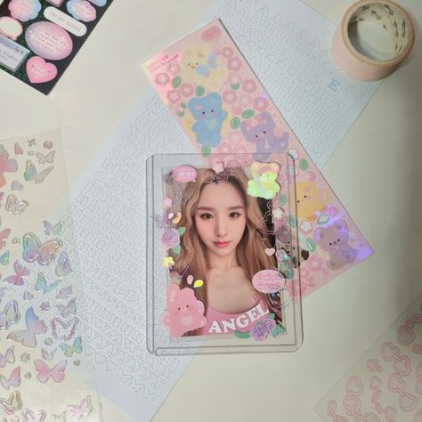 Decorated Photocard, Photocard Decoration, Decorated Toploader, Polco Deco, Pc Decoration, Kpop Deco, Kpop Y2k, Toploader Deco, Collection Aesthetic