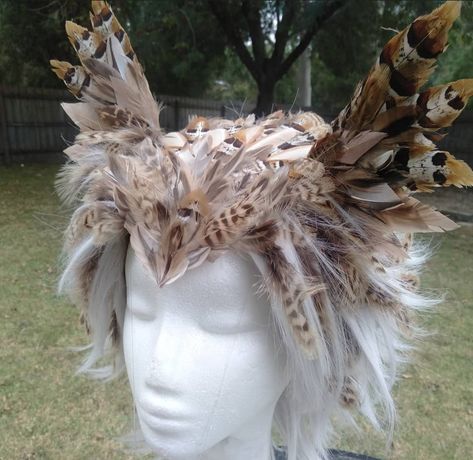 All credit to @misstwisted on Instagram Owl Headdress, All Mythical Creatures, Owl Costume, Owl Head, Bird Masks, Vulture Culture, Ren Fest, Ren Fair, Character Design Ideas