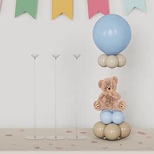 Stuffed Balloon Centerpiece, Ballon Stand Decor, Baby Boy Shower Centerpiece Ideas, Easy Baby Shower Centerpieces, Birthday Balloon Stand, Small Balloon Centerpieces, Baby Shower Balloon Centerpieces, Baby Shower Centerpiece Ideas, Fall Balloons