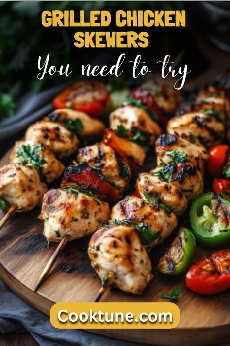 Grilled Chicken Skewers with a flavorful marinade promise tender, juicy chicken with a smoky char. Perfect for any summer gathering! Chicken Skewer Recipe, Grilled Chicken Skewers, Summer Gathering, Quick Weeknight Meals, Chicken Skewers, Juicy Chicken, Weeknight Meals, Skewers, Grilled Chicken