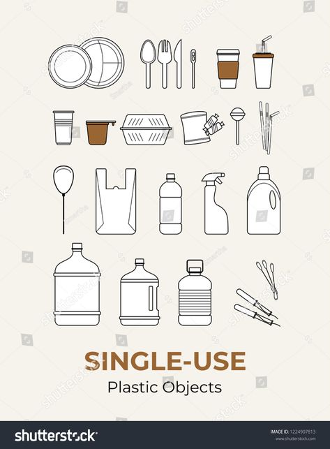 Plastic single-use objects. Vector illustration set of recycling plastic items. Food and household plastic packaging flat lo #Ad , #AFFILIATE, #recycling#set#plastic#Food Pollution Environment, Recycling Plastic, Flat Logo, Transparent Bag, Plastic Pollution, Plastic Items, Eco Friendly House, Plastic Packaging, Flat Icon