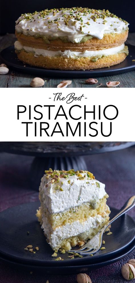 Pistachio Cakes, Pistachio Tiramisu Recipe, Pistachio Tiramisu, Pistachio Filling, Bake Cheese, Mascarpone Filling, Easy Tiramisu Recipe, Pistachio Dessert, Pistachio Recipes