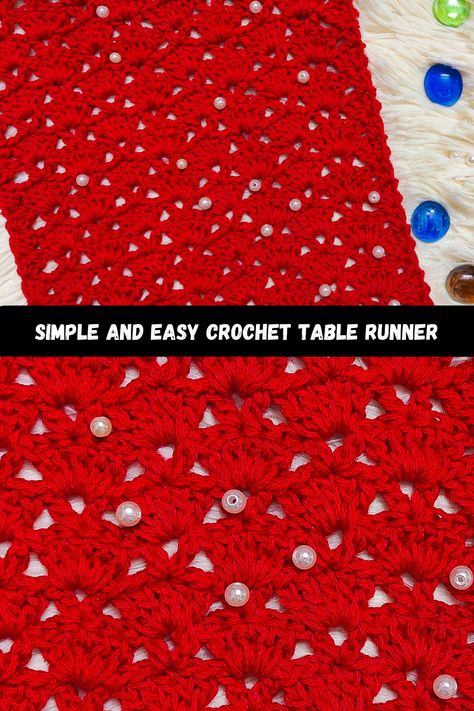 With Valentine's Day just around the corner, here is a easy crochet table runner pattern you can whip up to decorate your table for a Valentine’s Day dinner. Crochet Table Runner Free Pattern Easy, Crochet Table Runner Pattern, Crochet Table Runner, Table Runner Pattern, Holiday Crochet, Crochet Baby Booties, Love Crochet, Crochet For Beginners, Knitting Inspiration