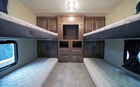 How to Get Amazing Sleep with an RV Mattress Rv Bunkhouse Remodel, Rv Bunkhouse, Rv Bunk Beds, Travel Trailer Interior, Bunkhouse Travel Trailer, Rv Mattress, Rv Furniture, Rv Travel Trailers, Trailer Interior