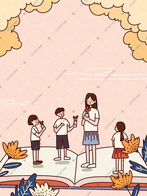 Background Material For Teachers Day Poster Hari Guru Aesthetic, Teachers Day Wallpaper, Chalkboard Flowers, Teachers Illustration, Selamat Hari Guru, Hari Guru, Painting Teacher, Teacher Cartoon, Student Cartoon