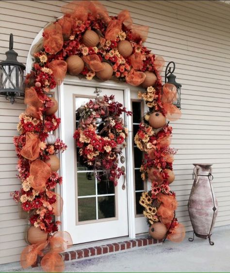 My fall door Door Decorating Contest Ideas, Office Door Decorating Contest, Business Entrance, Fall Porches, Fall Garlands, Door Garland, Contest Ideas, Fall Business, Door Decorating Contest