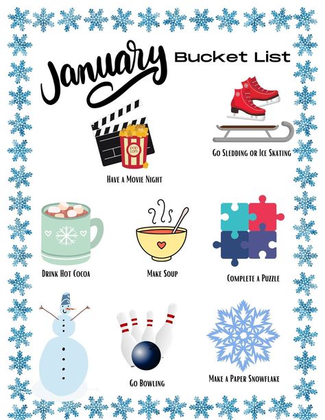 2023 Bucket List: Printable, Fun & Colorful https://whispers-in-the-wind.com/30-bucket-list-ideas-for-an-epic-family-fall/?2023-bucket-list-printable-fun-colorful January Party Ideas, January Bucket List, 2023 Bucket List, Bucket List Printable, January Activities, School Bag Essentials, Winter Bucket List, Fall Bucket List, List Printable