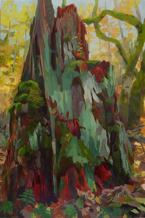 Forest Floor Art, Forest Floor Drawing, Forest Floor Painting, Draw Landscape, Forest Project, Lineless Art, Environment Painting, Inspiring Artists, Painting References