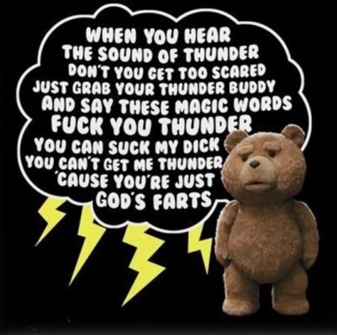 Thunder song Ted Movie Quotes, Ted Quotes, Thunder Buddy, Ted Movie, Men's Pajamas, Favorite Movie Quotes, Funny Pix, Movie Quotes Funny, Film Quotes