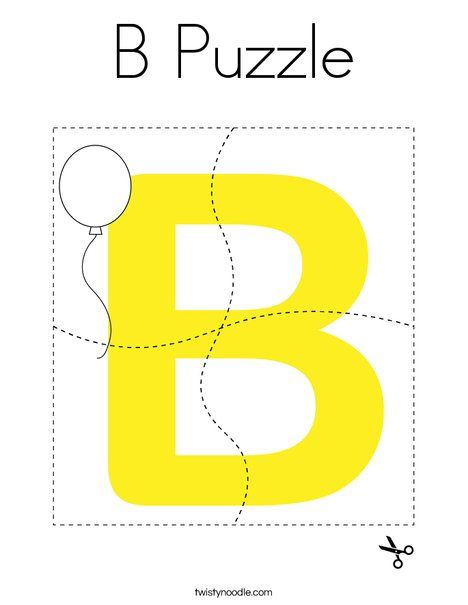 B Puzzle Coloring Page - Twisty Noodle Letter A Puzzle, Letter B Coloring Pages, Alphabet School, Abc Puzzle, Alphabet Crafts Preschool, Beginning Sounds Worksheets, Alphabet Puzzle, Twisty Noodle, Toddler Homeschool