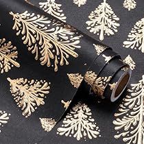 Black And Gold Wrapping Paper, Black And Gold Christmas Wrapping, Christmas Toile Wrapping Paper, Black Silver And Gold Christmas Decor, Black And Neutral Christmas Tree, Cute Wrapping Paper Christmas, Beautiful Wrapping Paper, Black And Tan Christmas Decor, Black Decor Christmas Tree