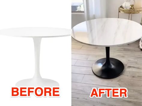 Ikea Round Table Hack, Mid Century Modern Dining Table Round, Ikea Round Dining Table, Ikea Tulip Table, Ikea Docksta Table, Ikea Round Table, Ikea Docksta, Docksta Table, Ikea Table Hack