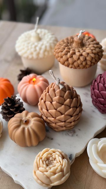 Home Pro Idea on Instagram: "Fall in love with our adorable fall-themed candles! 🍂 From pumpkins and acorns to pine cones and flowers, our collection is sure to bring a cozy and festive atmosphere to your home. Handcrafted with love and infused with delightful autumnal scents, these candles are the perfect way to celebrate the season. 🍁 #fallcandles #handmade #homedecor #cozyvibes #autumn #candles #falldecor #seasonaldecor # homeproidea" Candle Photography Ideas, Autumn Candles, Themed Candles, Candles Photography, Fall Candles, Christmas Candles, Autumn Theme, Pine Cones, Photography Ideas