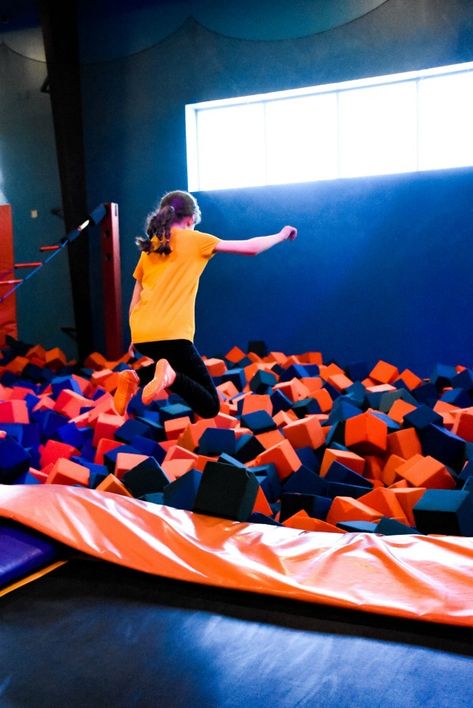 Sky Zone Birthday Party, Trampoline Park Birthday Party, Park Birthday Party, Warped Wall, Ninja Warrior Course, Sky Zone, Park Birthday, Indoor Trampoline, Jump Around