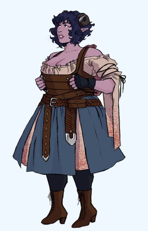 Fat Dnd Character, Plus Size Dnd Character, Plus Size Character Art, Plus Size Character Design, Dnd Cleric, Redhead Characters, Tiefling Bard, Dnd Npc, Armor Drawing