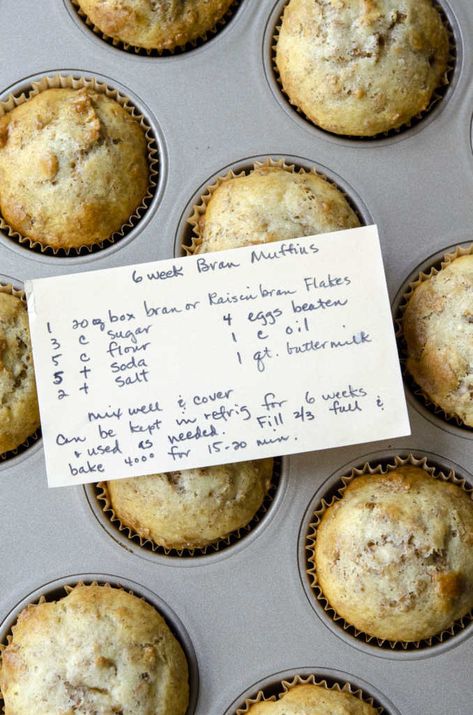 Recipe Tin Project: 6-Week Bran Muffins | 12 Tomatoes Raisin Bran Cereal, Milk Diet, Bran Muffins, Recipe Tin, Filled Muffins, 12 Tomatoes, Food History, Milk Recipes, Old Recipes