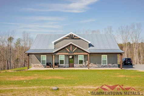 Summertown Metals, Metal Building House Plans, Pole Barn House Plans, Barn Style House Plans, Building House, Roof Trusses, Shed Homes, Camp Ideas, Barn Style House