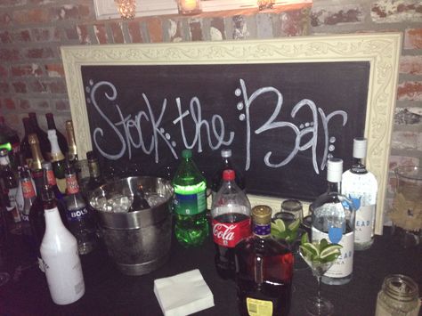 Stock the Bar Couples Shower Stock The Bar Party Food, Bridal Shower Stock The Bar, Stock The Bar Party Ideas, Stock The Bar Party Decorations, Stock The Bar Couples Shower Decorations, Couples Shower Ideas, Bar Party Ideas, Stock The Bar Party, Bbq Inspiration