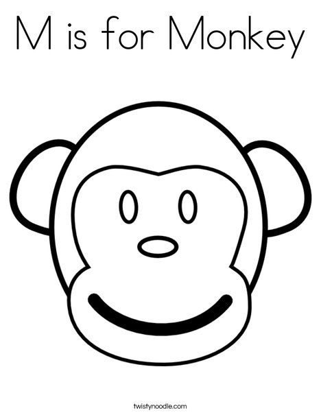 M is for Monkey Coloring Page - Twisty Noodle Hanging Monkey Template, M Is For Monkey, Monkey Template, Preschool Creative Art, 5 Little Monkeys, Monkey Coloring Pages, Monkey Crafts, Hanging Monkey, Chinese Crafts