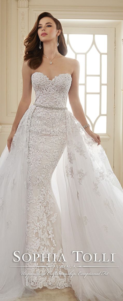 Sophia Tolli Spring 2016 Wedding Dress - Belle The Magazine Two Piece Wedding Dress Detachable, Wedding Dress Tulle Lace, Sophia Tolli Wedding Dresses, Sophia Tolli, Two Piece Wedding Dress, 2016 Wedding Dresses, Gorgeous Wedding Dress, Mon Cheri, Dresses Elegant