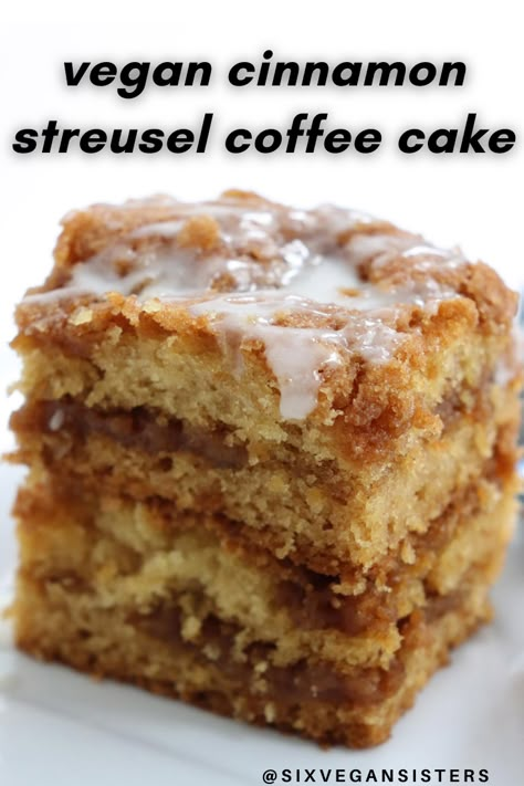 Cinnamon Streusel Coffee Cake, Streusel Coffee Cake, Vegan Baking Recipes, Cinnamon Streusel, Vegan Sour Cream, Vegan Cake Recipes, Moist Cake, Vegan Bakery, Desserts Vegan