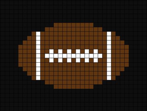 A pixel art template of the American football ball. Sports Pixel Art, Perler Bead Sports Balls, Baseball Pixel Art, Football Pixel Art, Football Cross Stitch Patterns, Cross Stitch Football Pattern, Sports Cross Stitch Patterns, Football Cross Stitch, Football Cross