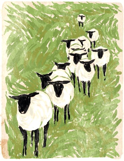 Sheep Drawing, Bedroom Decor Posters, Sheep Illustration, Flock Of Sheep, Sheep Paintings, Family Bedroom, Illustration Canvas, Sheep Art, Decor Posters