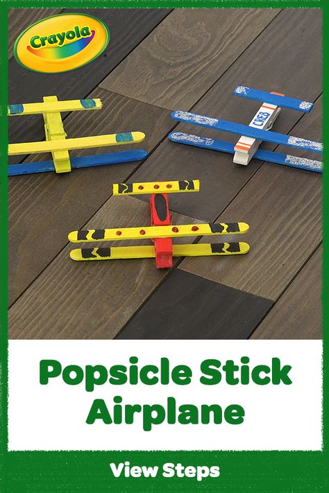 Popsicle Stick Airplane, Popsicle Stick Craft, Craft At Home, Plane Crafts, Popsicle Stick Art, Airplane Crafts, Popsicle Crafts, Homeschool Crafts