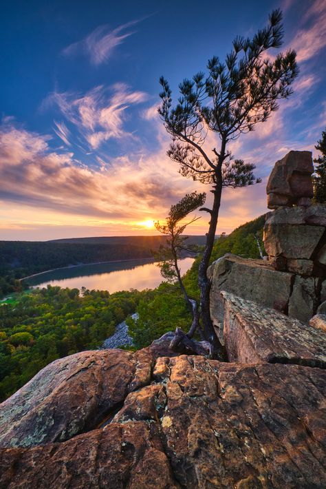 Sun setting over Devil's Lake State Park, WI. #fstoppers Sun Setting, Summer Camp, State Park, Wisconsin, State Parks, Growing Up, Camping, Lake, Sun