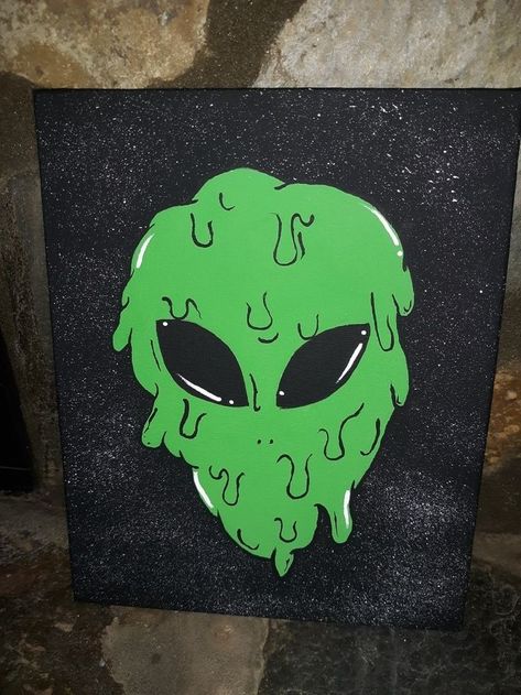 Alien Canvas Painting, Girlfriend Painting, Bedroom Art Painting, Alien Painting, Trippy Painting, Hippie Painting, Simple Canvas Paintings, Cute Canvas Paintings, Easy Canvas Art