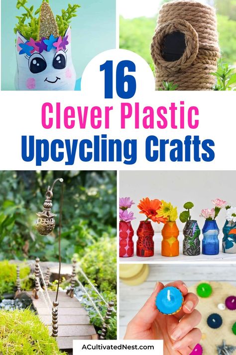 16 Clever Plastic Packaging Upcycle Crafts- Turn trash into treasure with these creative plastic packaging upcycle crafts! From soda bottles to yogurt containers, learn how to transform everyday waste into beautiful and useful creations. Get inspired to reduce waste and unleash your inner crafter today! | #DIYProjects #RecycleCrafts #CraftyIdeas #upcycling #ACultivatedNest Yogurt Bottle Crafts, Upcycled Crafts For Kids, Upcycle Plastic Containers, Recycled Crafts Useful Creative, Recycled Crafts Upcycling, Plastic Container Crafts, Mothers Day Crafts Preschool, Upcycle Crafts, Trash Into Treasure