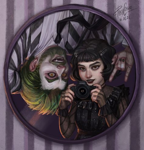 Lydia And Beetlejuice Fanart, Creepshow Art, Beetlejuice And Lydia, Beetlejuice Fan Art, Tim Burton Art, Tim Burton Movie, Creepy Art, Sketchbook Art Inspiration, Beetlejuice