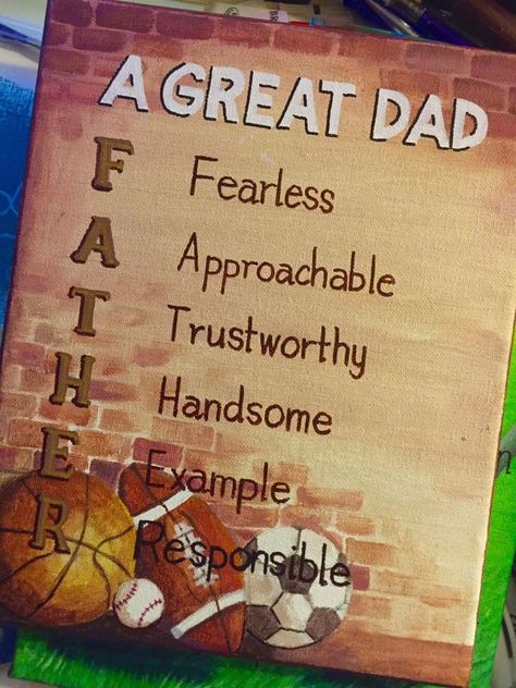 Hand Painted canvas. Perfect Father's Day gift. Also a great birthday present. Father Birthday, Painted Canvas, Hand Painted Canvas, Birthday Present, Birthday Presents, Gifts For Father, Fathers Day Gifts, Fathers Day, Father's Day