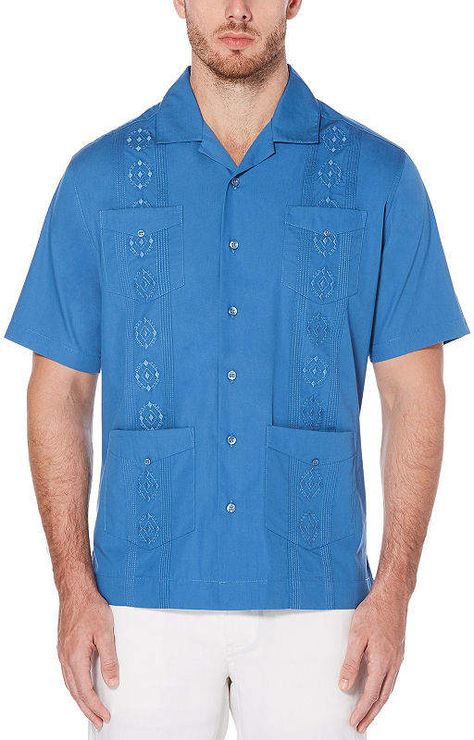 Cubavera Short Sleeve Guayabera Button-Front Shirt Guayabera Outfit For Men Wedding, Beach Wedding Guayabera, Guayabera Shirt Outfit, Guayabera Wedding, Men’s Guayabera Outfit, Guayabera Shirt, Circular Pattern, Button Front Shirt, Fashion Gallery