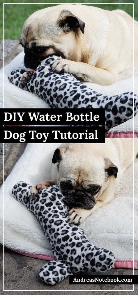 DIY dog bone water bottle holder tutorial - Dogs LOVE these! Homemade Dog Toys, Dog Bone Toy, Dogs Diy Projects, Diy Pet Toys, Diy Water Bottle, Diy Dog Toys, Dog Water Bottle, Dog Projects, A Pug