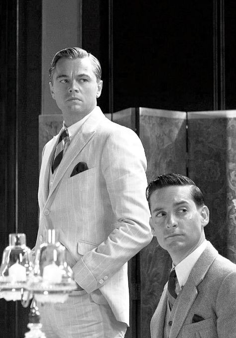 Leonardo DiCaprio and Tobey Maguire | The Great Gatsby Gatsby Aesthetic, The Great Gatsby Movie, Gatsby Movie, The Great Gatsby 2013, Men In Suits, Carlos Castaneda, Jay Gatsby, Tobey Maguire, Andre Agassi