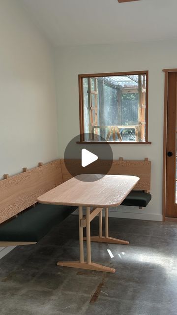 Phil Jackson on Instagram: "Show & Tell – building out a corner dining area on a 1970s ranch home with custom millwork + furniture #design #customfurniture #architecturalmillwork #floatingbench #douglasFir #interiordesign #remodeling #1970s #borge" Corner Dining Area, Corner Dining Table, Corner Dining Bench, Expand Furniture, Phil Jackson, Custom Millwork, Kitchen Nook, Ranch House, Custom Furniture